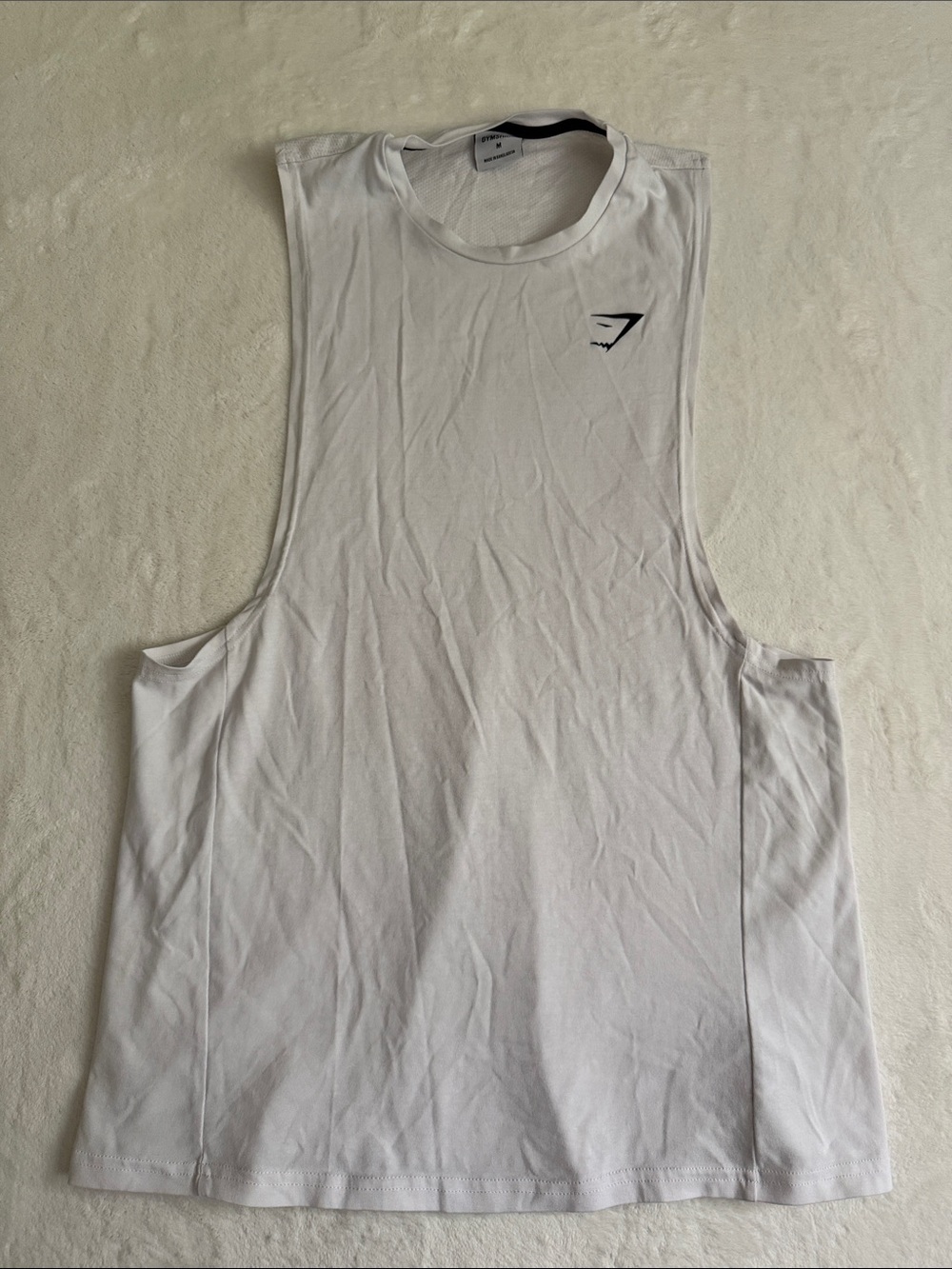 Gymshark White Men’s Training Tank with Subtle Shark Logo